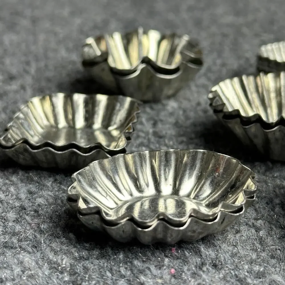 Vintage lot 16 French tin pastry molds variety tartlets petit fours candy baking